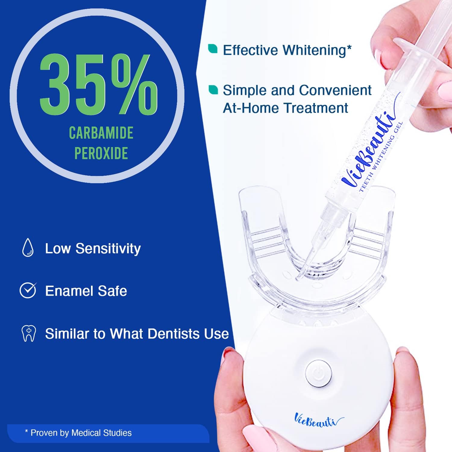 VieBeauti Teeth Whitening Kit - 5X LED Light Tooth Whitener with 35% C