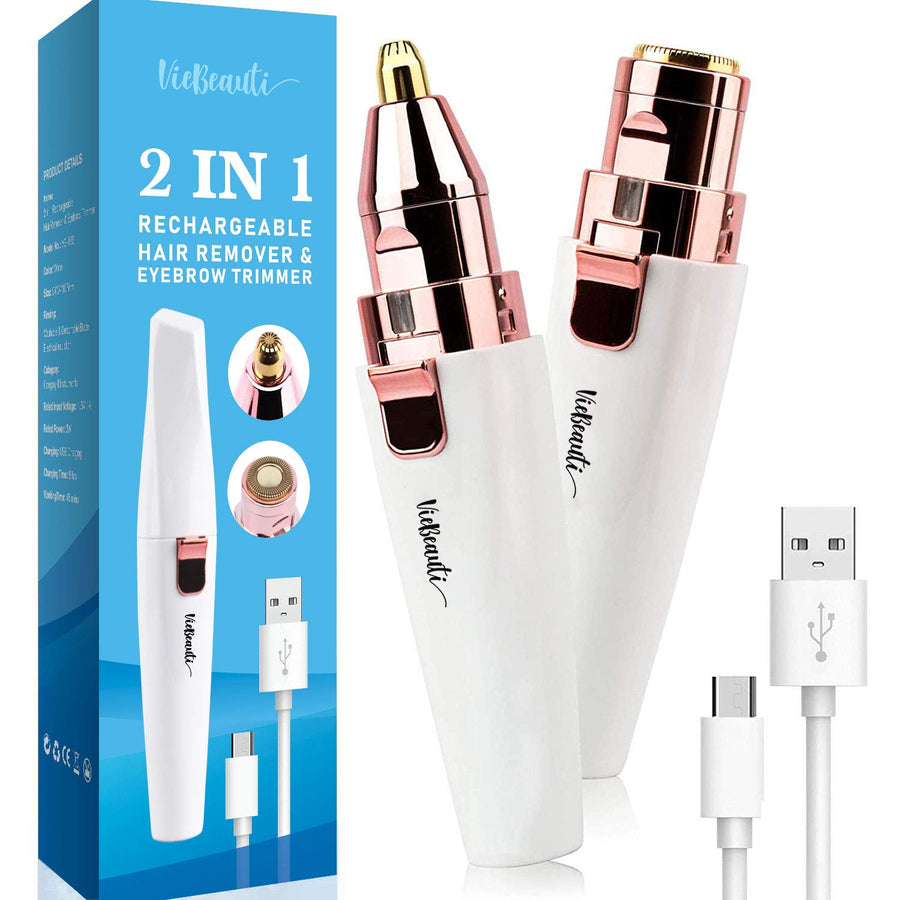 Rechargeable 2-in-1 Eyebrow Trimmer & Facial Hair Shaver | VieBeauti